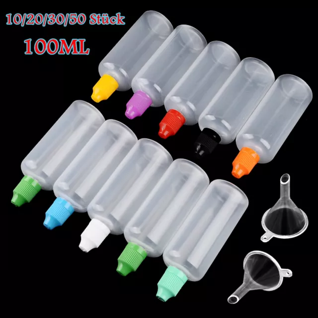 10~50x 100ml PE Plastik Liquidflaschen Dropper Bottle Tropfflaschen Leerflasche