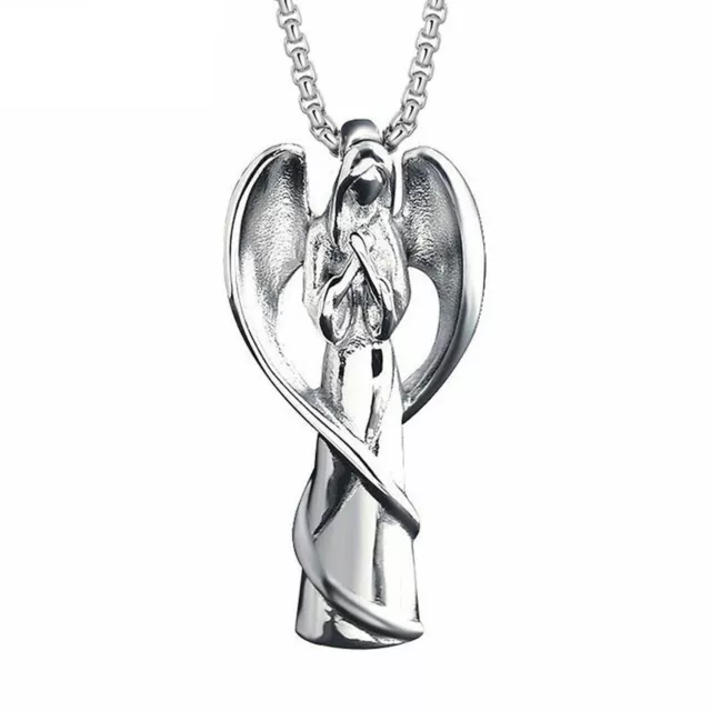 Collier pendentif aile d'ange gardien en acier inoxydable pour femme