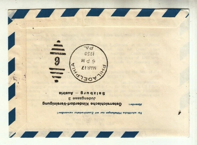Osterreich Ganzsache Kuvert, Sonder Ganzsache Flugpost Wien - Philadelphia 1950 2