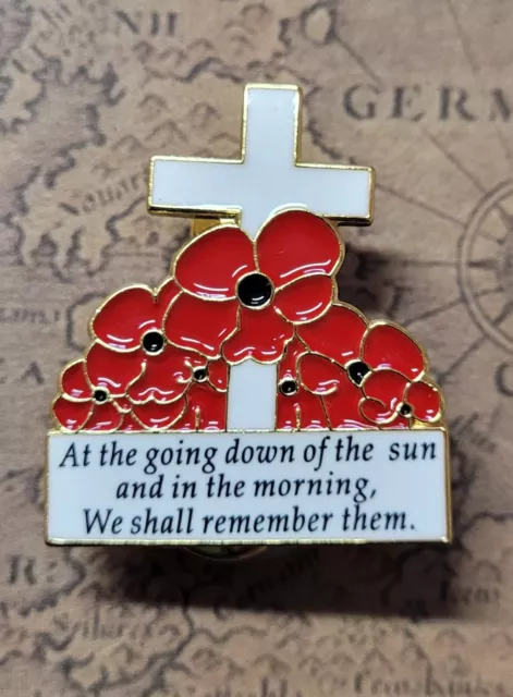 At The Going Down Of The Sun Poppy Cross Remembrance Day Lapel Pin  *ANZAC Day