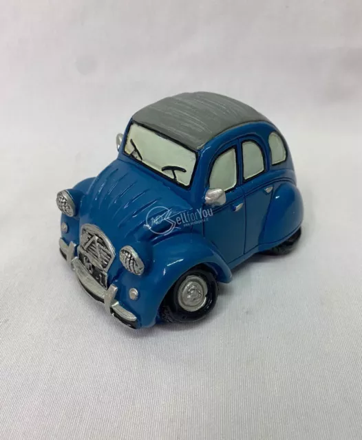 Piccolo salvadanaio macchina d'epoca vintage blu 11x7 cm arredo monete risparmio