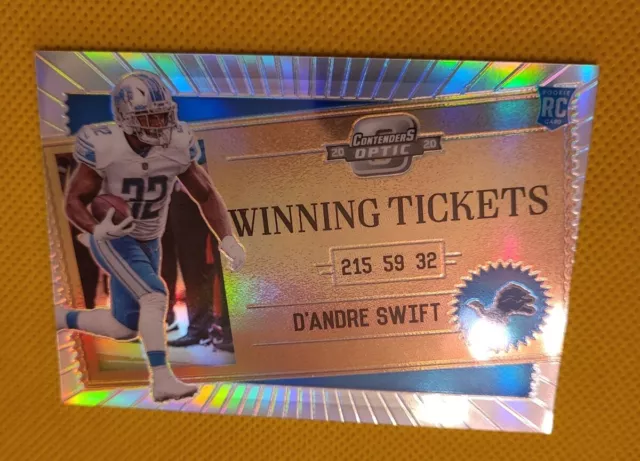 2020 Contenders Optic Winning Tickets D'Andre Swift #WT22 Silver Prizm Rookie RC 2
