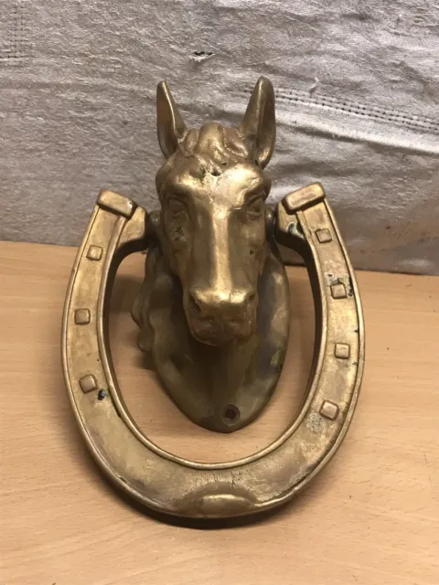 heurtoir de porte tete de cheval en bronze