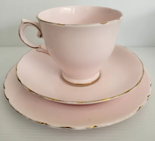 Vintage Royal Tuscan Porcelain Pink Tea Trio Of Cup Saucer and Plate England (64