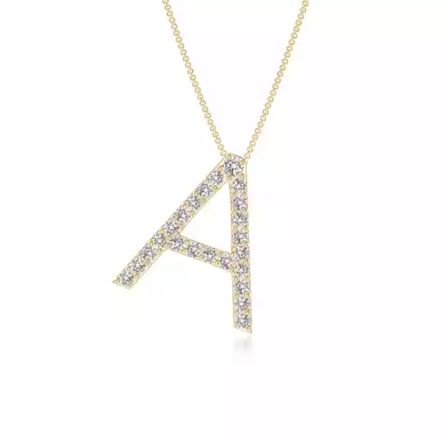 ANGARA Diamond Uppercase Alphabet Letter A-Z Initial Pendant in 14K Yellow Gold