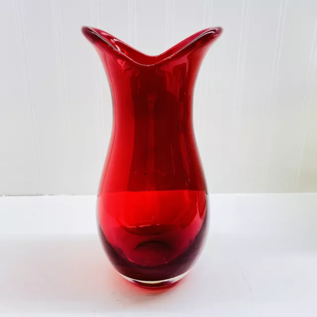 Vintage Teleflora Rubies & Roses Blown Glass Vase