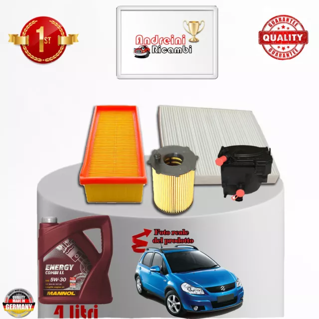 KIT TAGLIANDO FILTRI + OLIO SUZUKI SX4 1.6 DDiS 66KW 90CV DAL 2010 ->