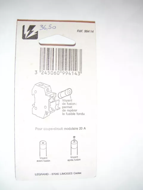 legrand pochette de 5 cartouches fusibles à témoin 20 Ampères 8.5 x 31.5 2