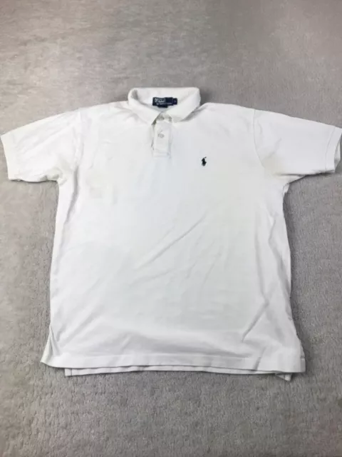 Ralph Lauren Polo Shirt White Mens Medium Short Sleeve Logo Design Custom Fit
