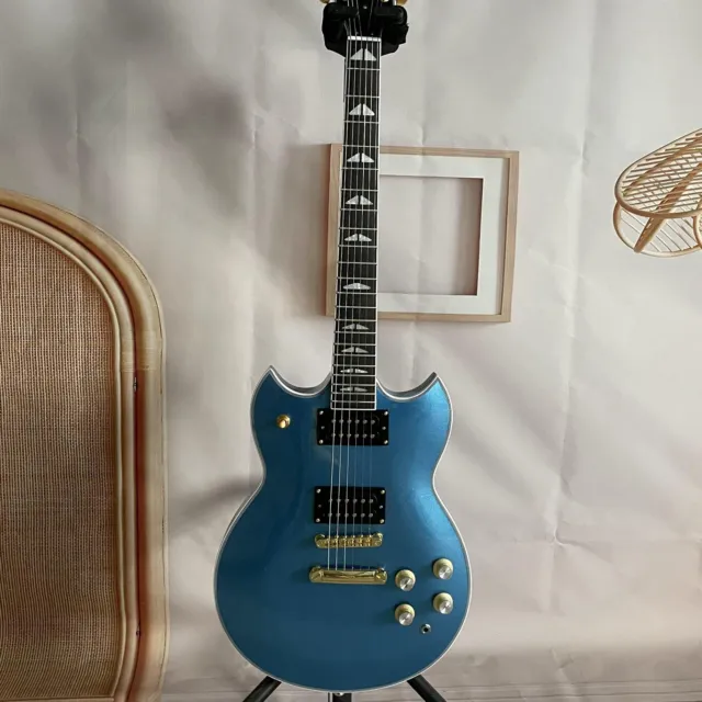 Blue Solid Body Electric Guitar Mahogany Body&Neck Black Fretboard HH Pickup