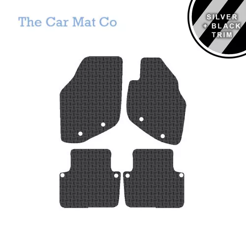 Car Mats for Volvo S80 1998 to 2005 Tailored Black Rubber Silver Stripe Trim