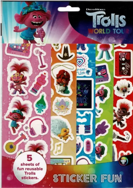 Adesivo Trolls World Tour divertente confezione da colorare bambini set cancelleria regalo sorpresa