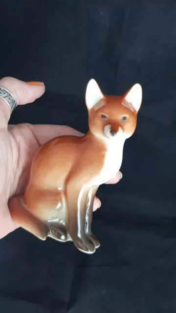 LOMONOSOV FOX PORCELAIN FIGURINE LFZ USSR 4.5" Tall RED STAMPED RUSSIA