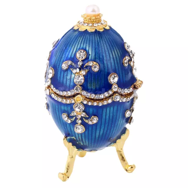 blauer Emaille Faberge Easter Egg Schmuckschatulle Ehering Vorratsbehälter