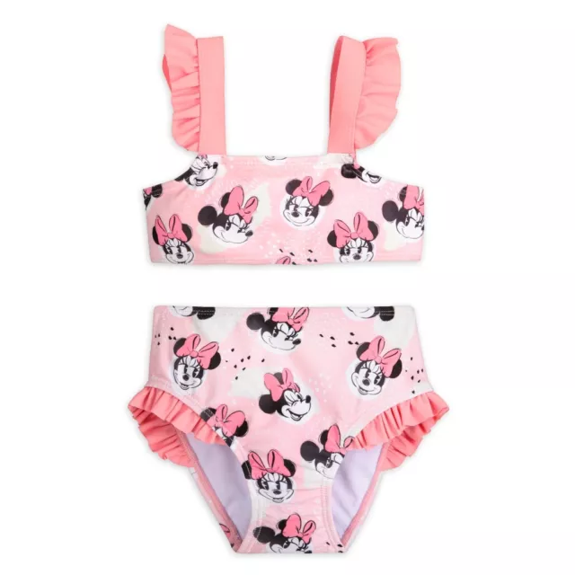 NWT Disney Store Minnie Mouse 2pc Swimsuit Girls UPF 50+ 5/6,9/10