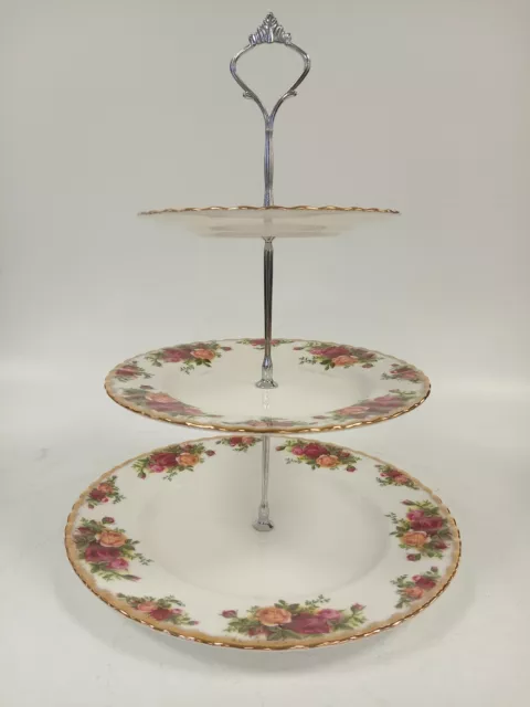 Vintage Royal Albert Old Country Roses 3 Tier Cake Stand Food/Catering Accessory