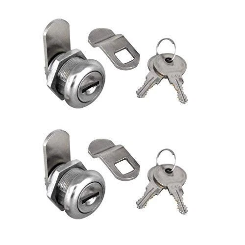 2Pcs Cabinet Cam Lock Keyed Alike Tool Box Locks 5/8 Cylinder for Truck Pickup
