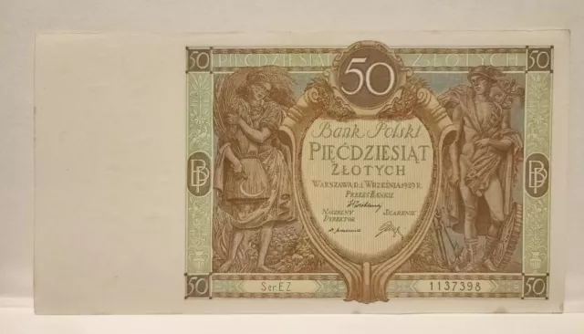 Poland 50 ZLOTYCH 1929 ,  series EZ CITY OF WARSAW