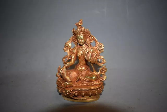 Tara auf Lotussockel-Tibet, Bronze-vergoldet, 95mm