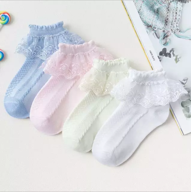 3/6/9 Pairs Baby Girls Kids Infants Lace Frilly Ankle School Wedding Dress Socks