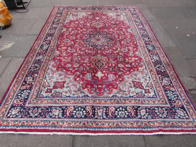 Vintage Hand Made Traditional Oriental Wool Red Large Carpet 285x191cm