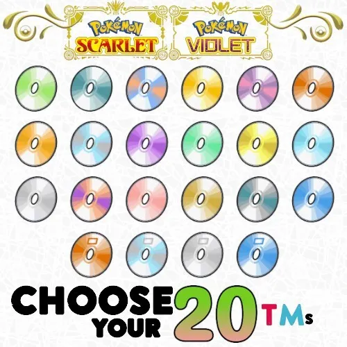 Choisir Importe 20 Tm Technique Machine Move-Teach Article Tms Pokemon Écarlate