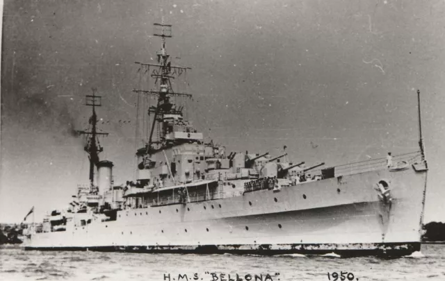 Photograph Royal Navy. HMS "Bellona" Cruiser. WW11. New Zealand. Fine! 1950