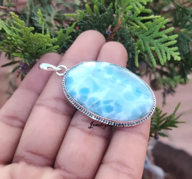 Natural Larimar Gemstone 925 Sterling Silver A Very  Beautiful Pendent MO2058