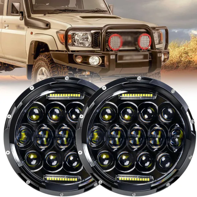 2X 7 inch Round LED Headlights Halo W/ DRL Lights for GQ PATROL JEEP Ford F100