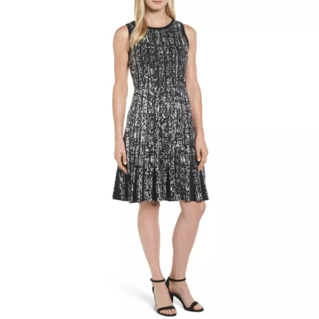 Nic+Zoe Crystal Cove Dress In Black/White Size Small Twirl Fit And Flare