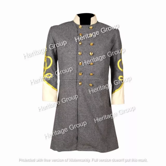 US Civil War Confederate General's Frock Coat 4 Rows of Gold Braid Size 40!