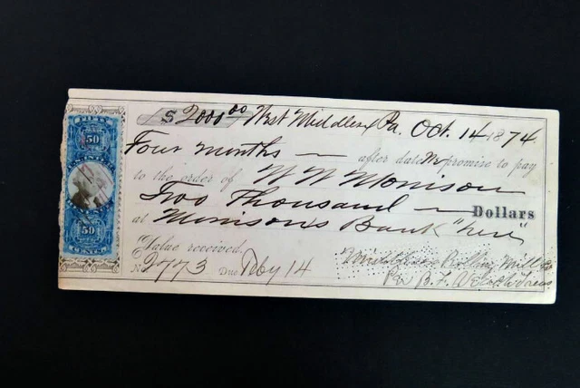 West Middlesex PA  1874 Rolling Mills Iron Morrisons Bank Pennsylvania 