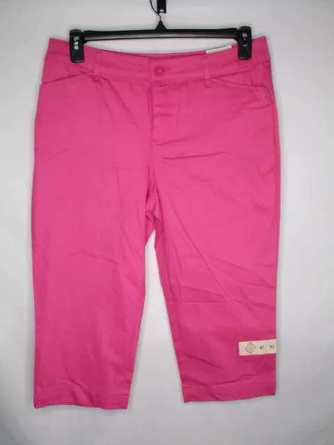 St Johns Bay Capri Pants Women 6 Cafe Brown Pockets Cotton Blend Flat Front  New