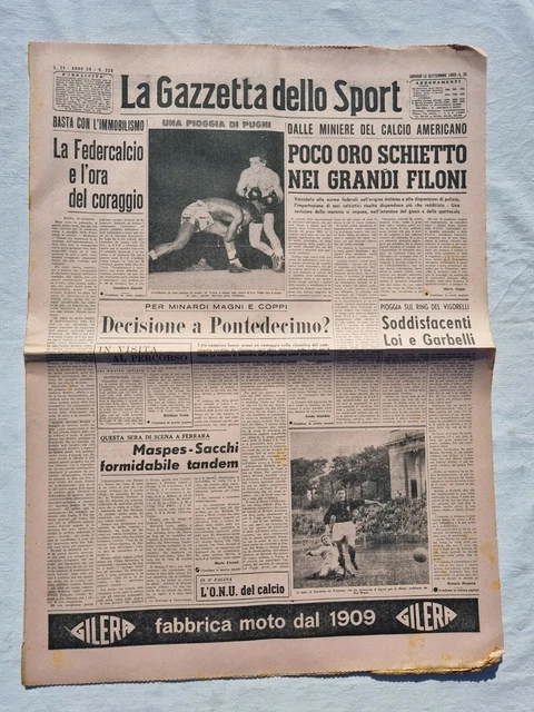 GAZZETTA DELLO SPORT Du 16 MARS 1958 – Milan AC / Juventus Et Tour De Toscane