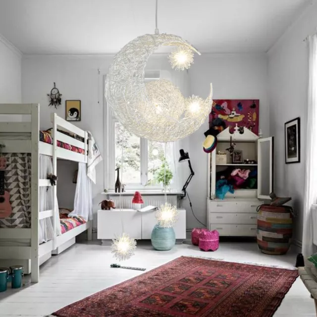 Lampada a sospensione luna creativa stelle cameretta bambini lampada lampada da soffitto luce a sospensione