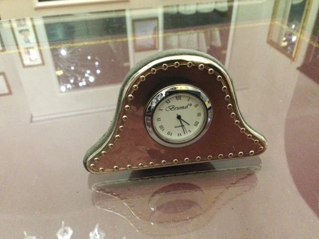 Piccolo Orologio Da Tavolo Scrivania Brumal In Lastra Argento 925.Vintage