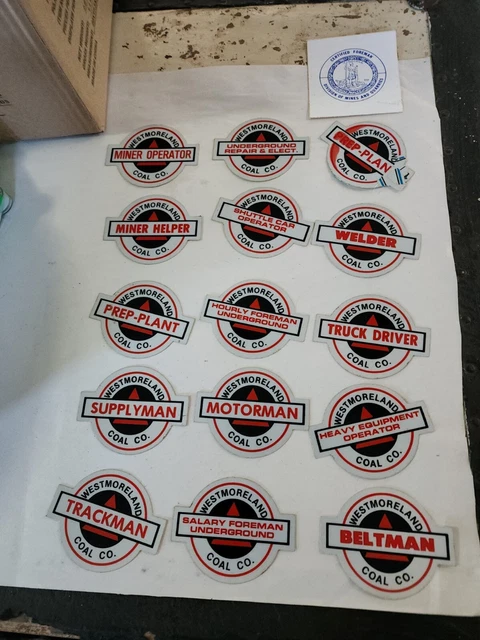 (16) NOS Vintage Westmoreland Training Positional COAL MINING STICKERS