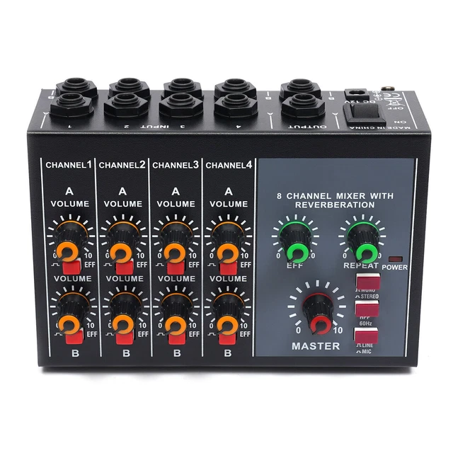 8-Channel MIX-428 Mono Stereo Audio Mixer Karaoke Sound Mixing Amplifier Durable