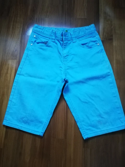 PANTALONI JEANS CORTI RAGAZZO BENETTON TG. 10 / 11 ANNI bermuda denim