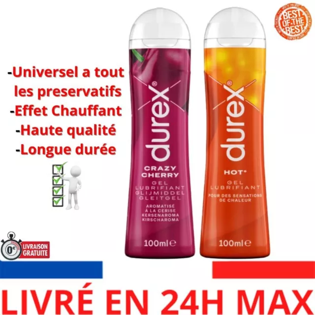 Durex - Lot de 2 Gels Lubrifiants Intimes - Crazy Cherry Gel 100ml - Hot Effet C