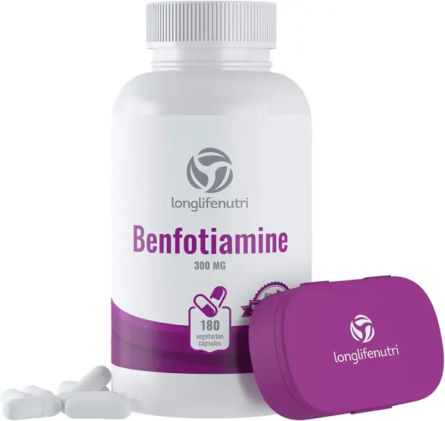 Benfotiamine 300mg 180 Veg Caps | Fat-Soluble Vitamin B1 Thiamine Powder Supplem