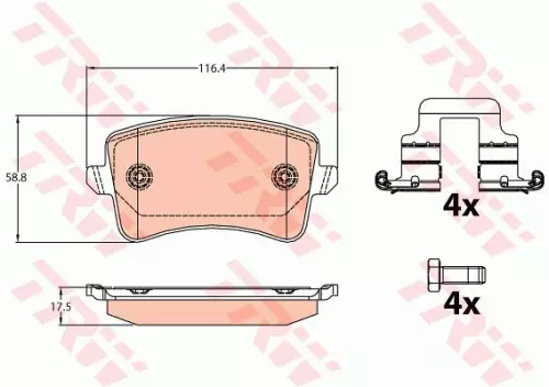 TRW (GDB2107) Bremsbeläge, Bremsklötze hinten für AUDI