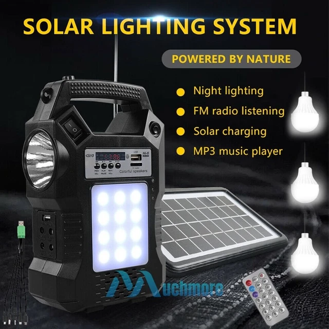 Portable Generator Solar Power Station Battery Charger Power Bank w/ 3 LED Bulbs Portable Generator Solar Power Station Battery Charger Power Bank w/ 3 LED Bulbs