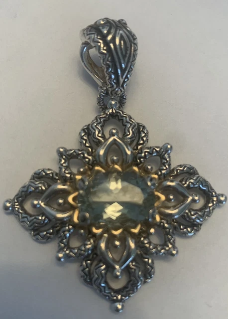 Stunning Estate Barbara Bixby Sterling 18k Maltese Cross Pendant Enhancer WOW