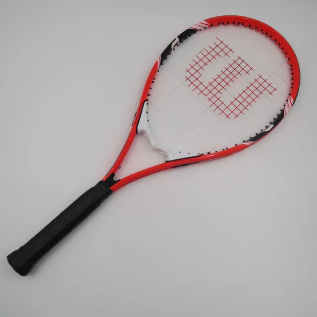 Wilson Federer Stop Shock Tennis Racket US 4 3/8 Eur 3 Neon Red Frame Stabilizer