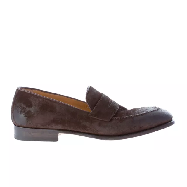 MIGLIORE herren schuhe men shoes made in Italy Dark brown antiqued suede loafer