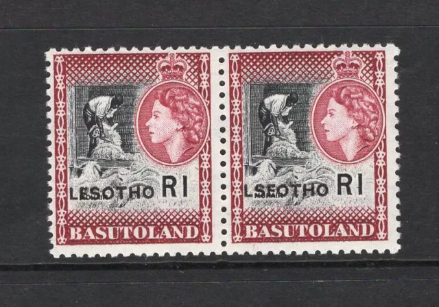 M4468 Basutoland/Lesotho 1966 SG120A/120Aa - 1R black/maroon pair LSEOTHO var