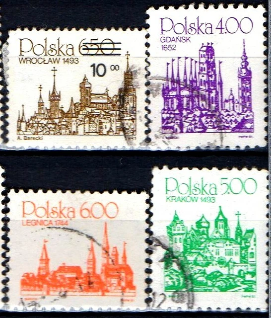 Lot of 4 good stamps Very Fine Used Poland Polska pologne  / 4 Timbres Oblitérés
