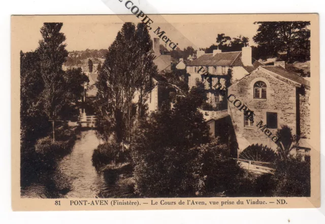 CPA 29 Bretagne - Pont-Aven(Finistère), le cours de l'Aven, vue prise du viaduc