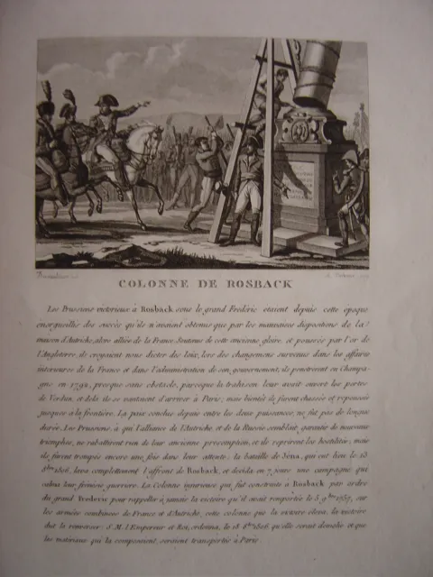 Napoleon Bonaparte engraving dismantles column by ROSBACK Rossbach